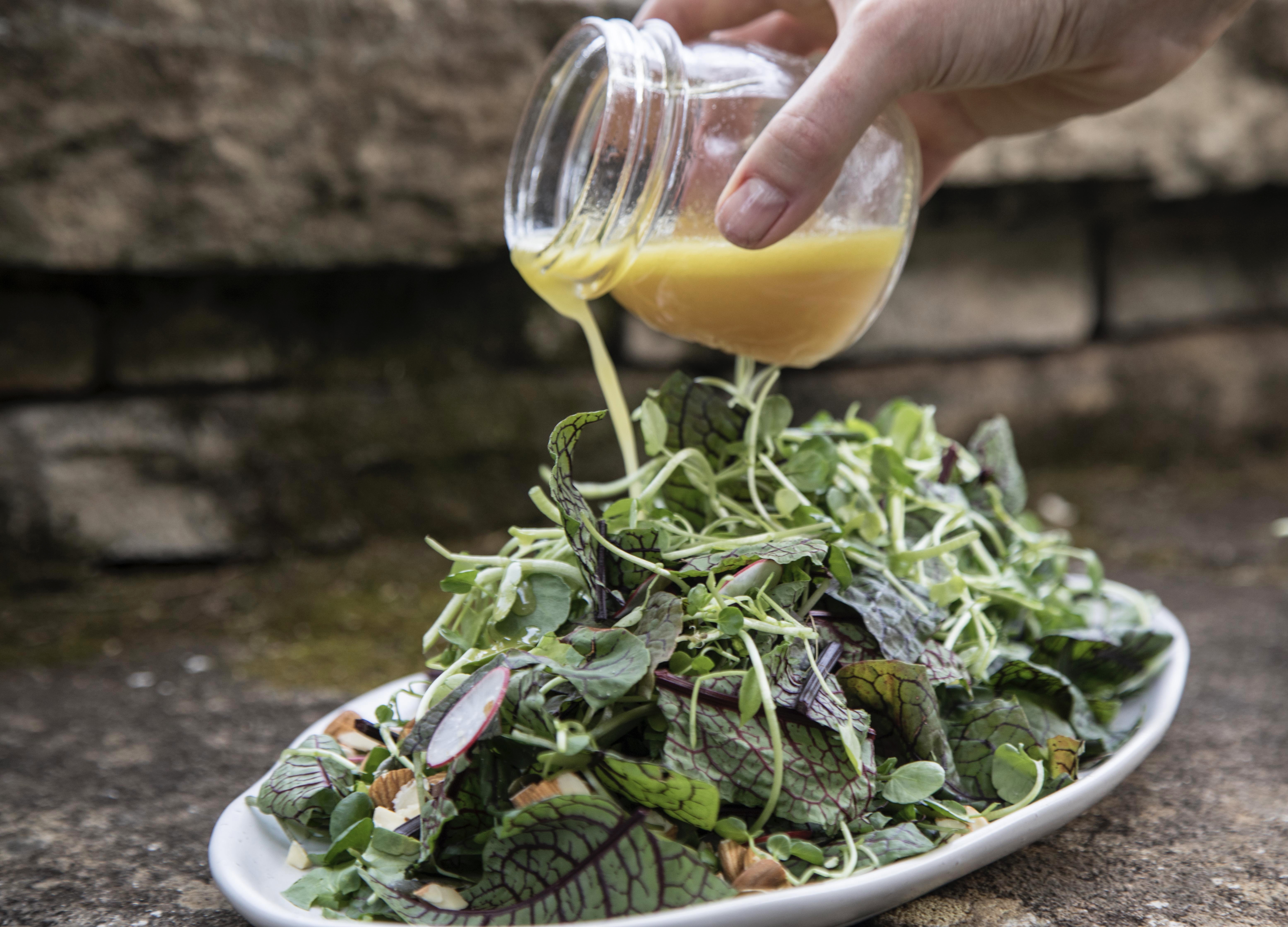 Spring Herb, Asparagus & Sprouted Salad With a Honey Lemon Dressing